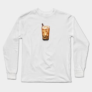 Taiwanese Food & Drink Illustration❤️Black Sugar Boba Milk Tea Long Sleeve T-Shirt